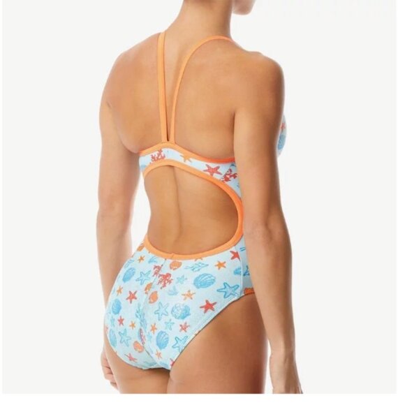 The Finals Women's Swimsuit 36/M One Piece Blue Sea Foil Flutterback Swim NWT - Picture 9 of 10